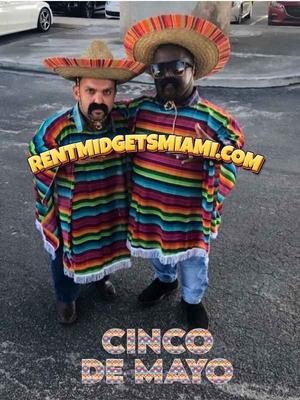 Little people entertainers wearing festive Cinco de Mayo outfits in Miami, Florida
